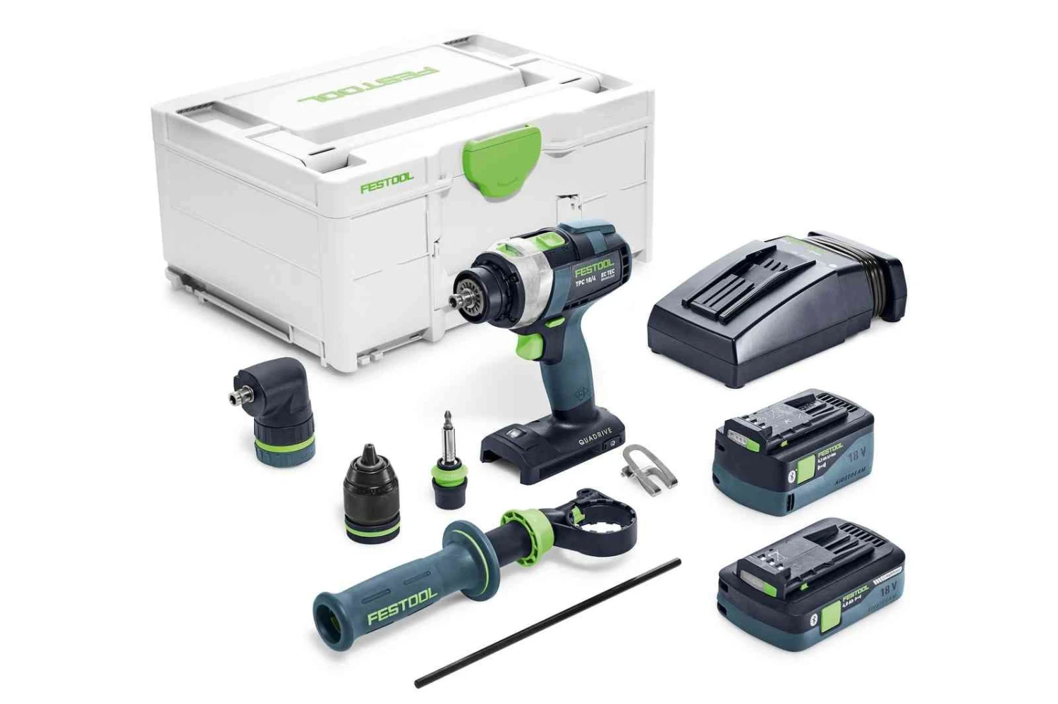 Festool TPC 18/4 5,2/4,0 I-Set QUADRIVE 18V Li-ion Accu-klopboormachine Set (1x 5,2Ah En 1x 4,0Ah) In Systainer - 577247 3 Festool TPC 18/4 5,2/4,0 I-Set QUADRIVE 18V Li-ion Accu-klopboormachine Set (1x 5,2Ah En 1x 4,0Ah) In Systainer - 577247