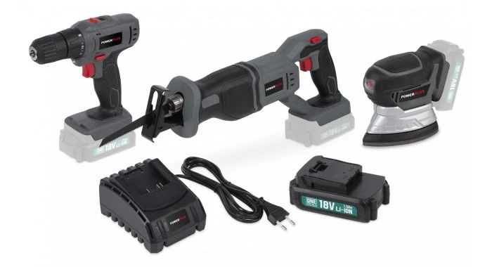 Powerplus POWEBSET20 18V Li-Ion Accu Schroefboormachine (POWEB1510) & Reciprozaag (POWEB2510) & Schuurmachine (POWEB4020) Combiset (1x1.5Ah) 3 Powerplus POWEBSET20 18V Li-Ion Accu Schroefboormachine (POWEB1510) & Reciprozaag (POWEB2510) & Schuurmachine (POWEB4020) Combiset (1x1.5Ah)