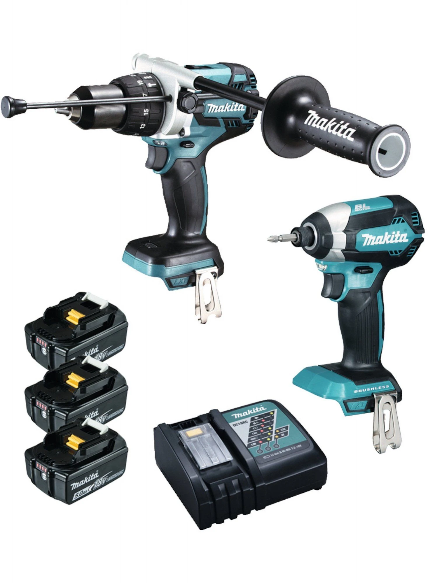 Makita DLX2174TJ1 18V Li-Ion Accu Klopboor-/schroefmachine (DHP481) & Slagschroevendraaier (DTD153) Combiset (3x 5.0Ah Accu) In Mbox 3 Makita DLX2174TJ1 18V Li-Ion Accu Klopboor-/schroefmachine (DHP481) & Slagschroevendraaier (DTD153) Combiset (3x 5.0Ah Accu) In Mbox