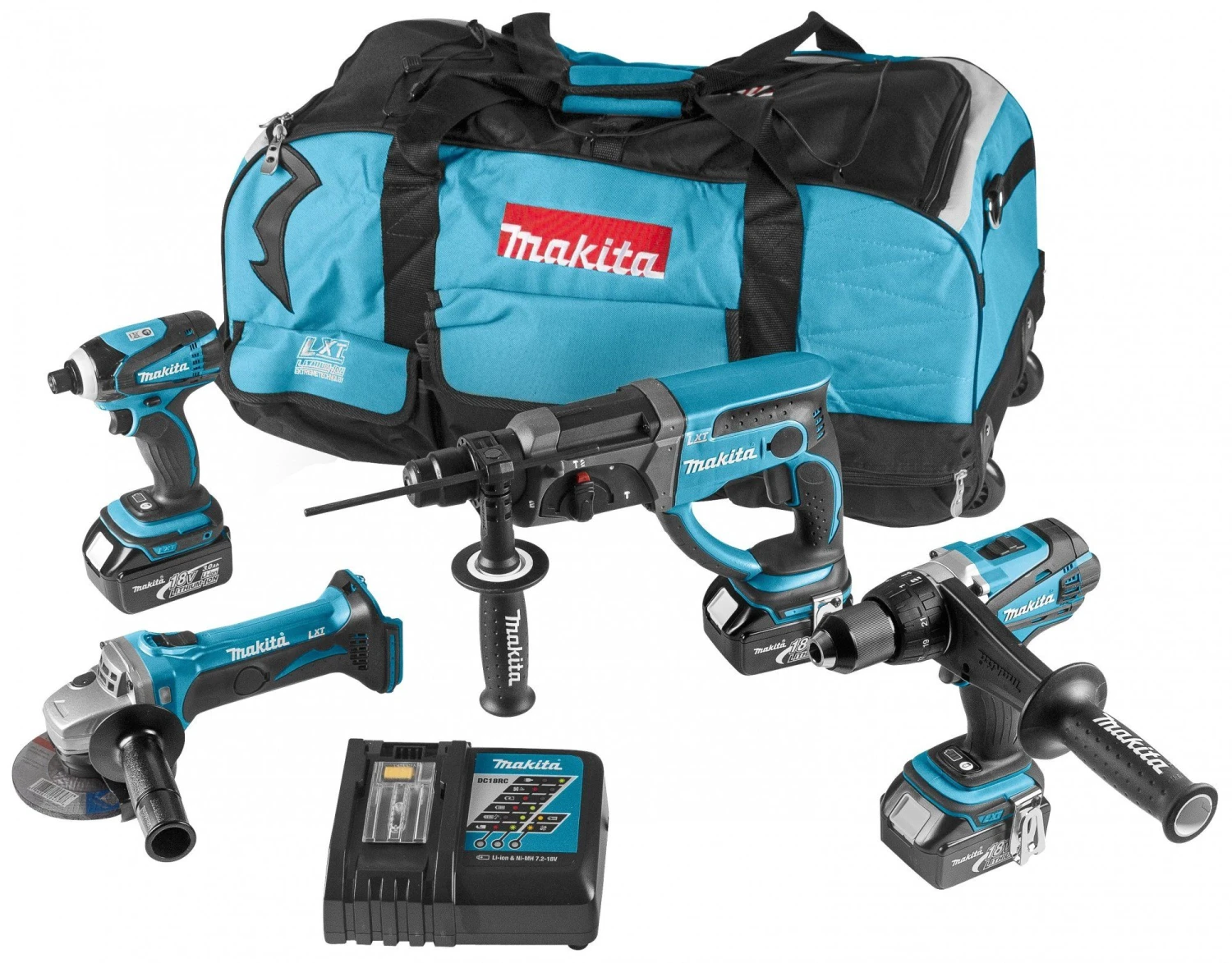 Makita DLX4017 18V Li-Ion Accu 4 Delige Combiset (3x 3.0Ah Accu) In Tas 3 Makita DLX4017 18V Li-Ion Accu 4 Delige Combiset (3x 3.0Ah Accu) In Tas