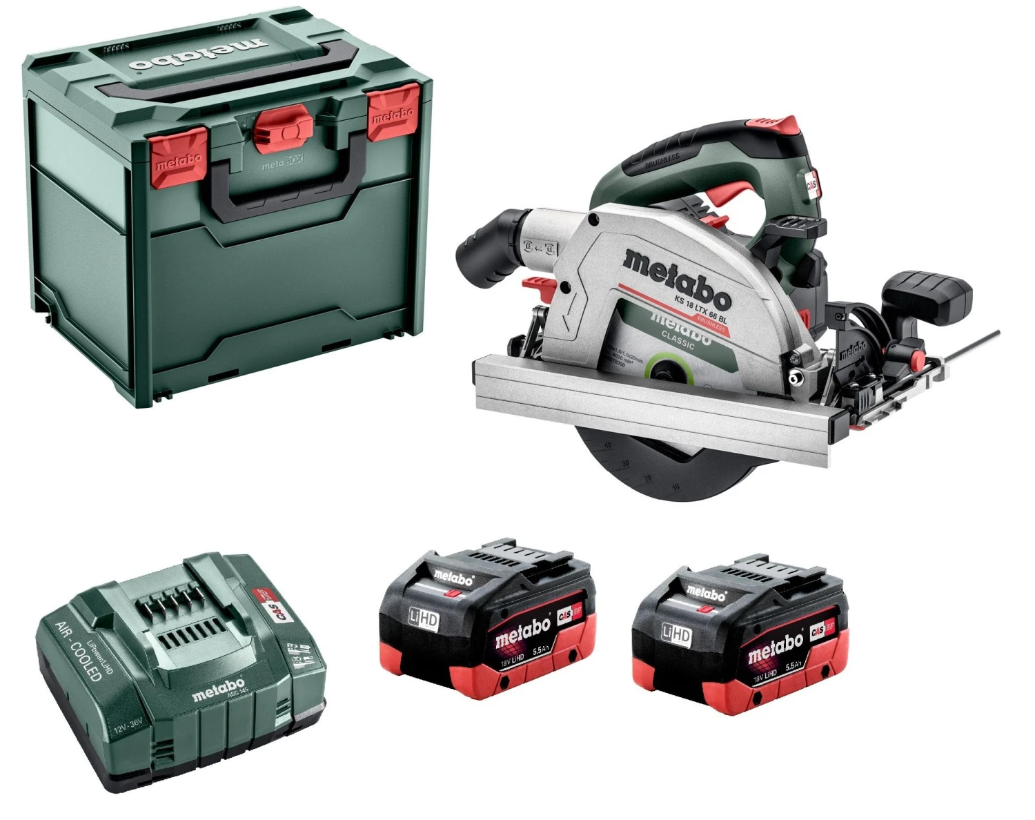 Metabo KS 18 LTX 66 BL 18V Li-ion Accu Cirkelzaag Set (2 X 5.5 LiHD Ah) In MetaBox - Koolborstelloos - 611866660 3 Metabo KS 18 LTX 66 BL 18V Li-ion Accu Cirkelzaag Set (2 X 5.5 LiHD Ah) In MetaBox - Koolborstelloos - 611866660