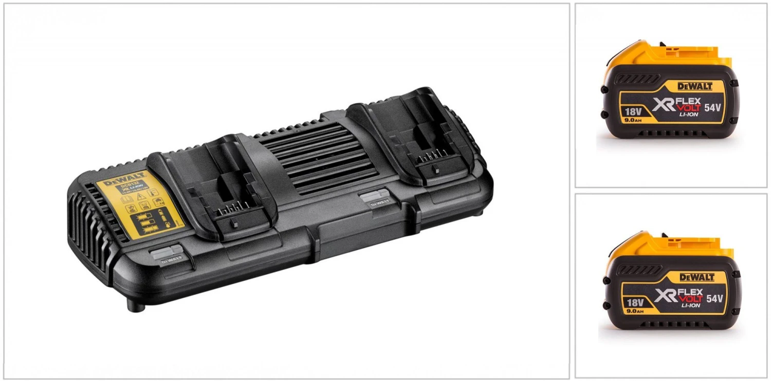 DeWalt DCB132X2 18V / 54V FlexVolt Li-Ion Accu Starterset (2x 9.0Ah) + Duolader - DCB132X2-QW 3 DeWalt DCB132X2 18V / 54V FlexVolt Li-Ion Accu Starterset (2x 9.0Ah) + Duolader - DCB132X2-QW