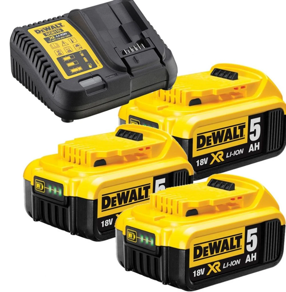 DeWalt DCB115P3 18V Li-Ion Accu Starterset (3x 5.0Ah) + Lader - DCB115P3-QW 3 DeWalt DCB115P3 18V Li-Ion Accu Starterset (3x 5.0Ah) + Lader - DCB115P3-QW