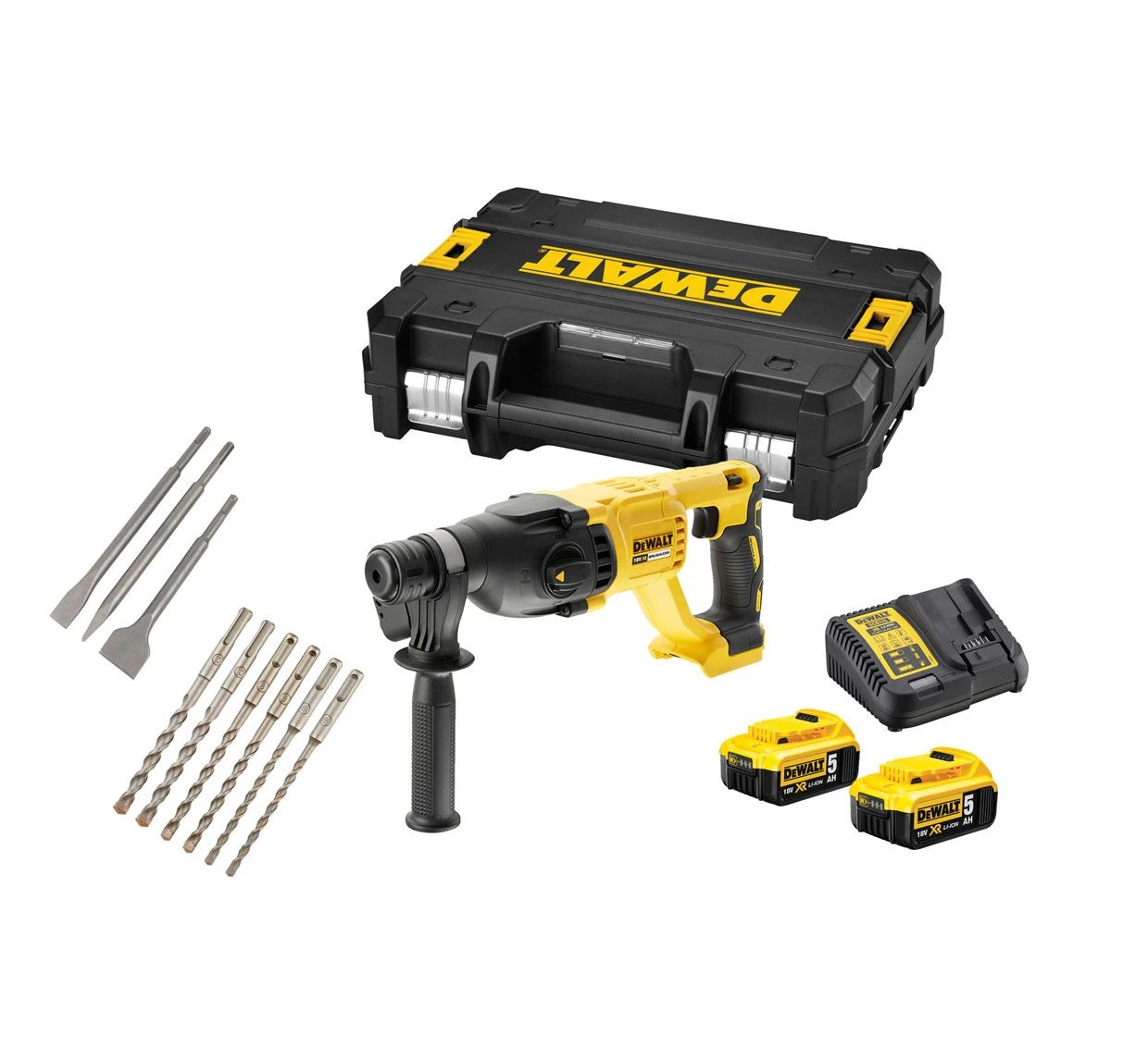 DeWalt DCH133P2X 18V Li-Ion Accu SDS-plus Combihamer Set (2x 5.0Ah Accu) In TSTAK - 2,6J - DCH133P2X-DE 3 DeWalt DCH133P2X 18V Li-Ion Accu SDS-plus Combihamer Set (2x 5.0Ah Accu) In TSTAK - 2,6J - DCH133P2X-DE