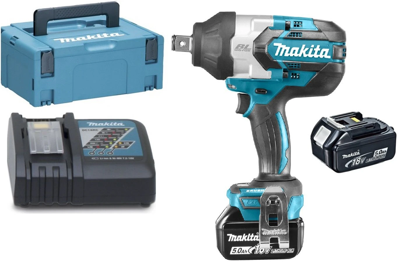Makita DTW1001RTJ 18V Li-Ion Accu Slagmoersleutel Set (2x 5.0Ah Accu) In Mbox - 1050Nm - 3/4" - Koolborstelloos 3 Makita DTW1001RTJ 18V Li-Ion Accu Slagmoersleutel Set (2x 5.0Ah Accu) In Mbox - 1050Nm - 3/4" - Koolborstelloos