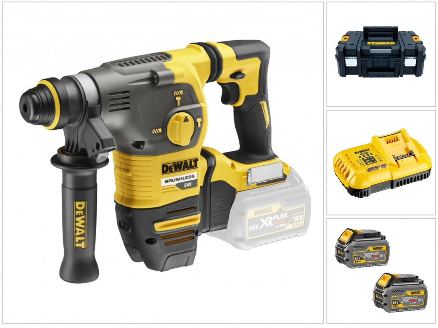 DeWalt DCH323T2 18V / 54V Li-Ion XR Flexvolt Accu SDS-plus Combihamer Set (2x 6.0Ah Accu) In Koffer - 2,8J - Koolborstelloos - DCH323T2-QW 3 DeWalt DCH323T2 18V / 54V Li-Ion XR Flexvolt Accu SDS-plus Combihamer Set (2x 6.0Ah Accu) In Koffer - 2,8J - Koolborstelloos - DCH323T2-QW