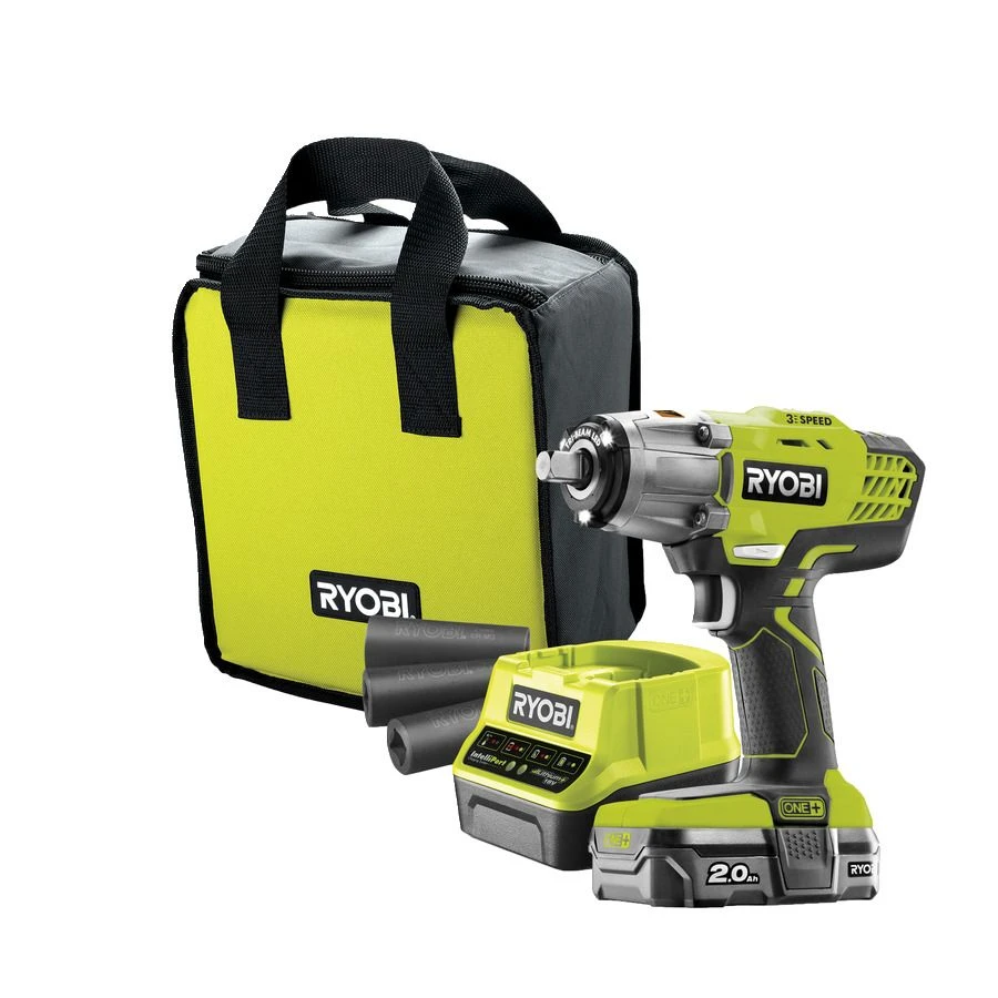 Ryobi R18IW3-120S ONE+ 18V Li-ion Accu Slagmoersleutel Set (1x 2.0ah Accu) In Tas - 400mm - 1/2'' 3 Ryobi R18IW3-120S ONE+ 18V Li-ion Accu Slagmoersleutel Set (1x 2.0ah Accu) In Tas - 400mm - 1/2''