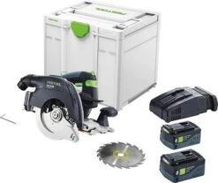 Festool HKC 55 5,0 EBI-Plus-SCA 18V Li-Ion Accu Pendelkapzaag Set (2x 5,0Ah) In Systainer - 160mm - 577678